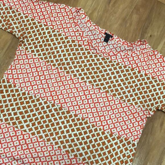 J. Crew Lightweight Orange and Brown Aztec Diamond Patterned Top Size Medium - Picture 1 of 8